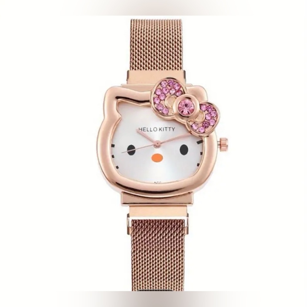 Hello Kitty by Sanrio Stainless Steel Rose Gold Watch with Pink Crystal Accents